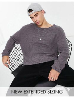 knitted oversized textured sweater in charcoal