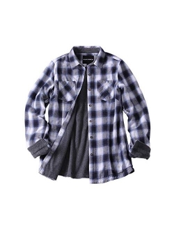 ZENTHACE Women's Thermal Fleece Lined Plaid Button Down Flannel Shirt Jacket