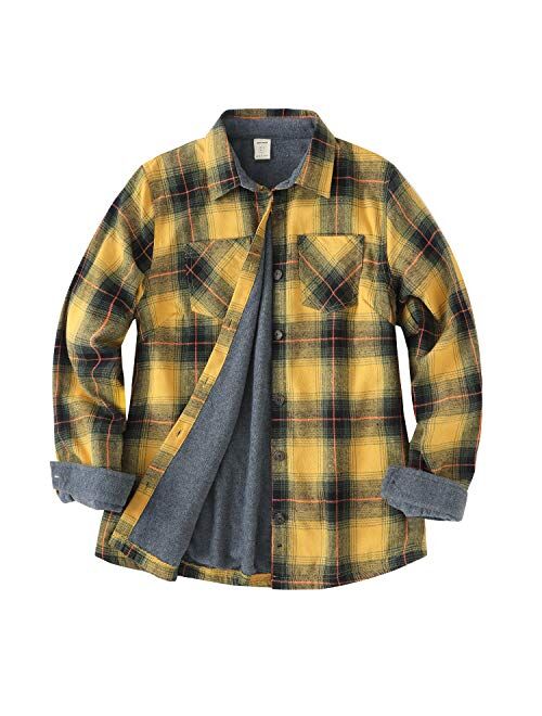 ZENTHACE Women's Thermal Fleece Lined Plaid Button Down Flannel Shirt Jacket