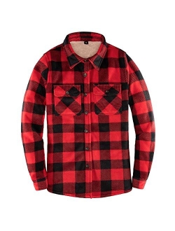 ZENTHACE Women's Sherpa Lined Plaid Flannel Shirt Jacket,Button Down Flannel Jac(All Sherpa Lining