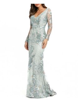 Embroidered Mesh Gown