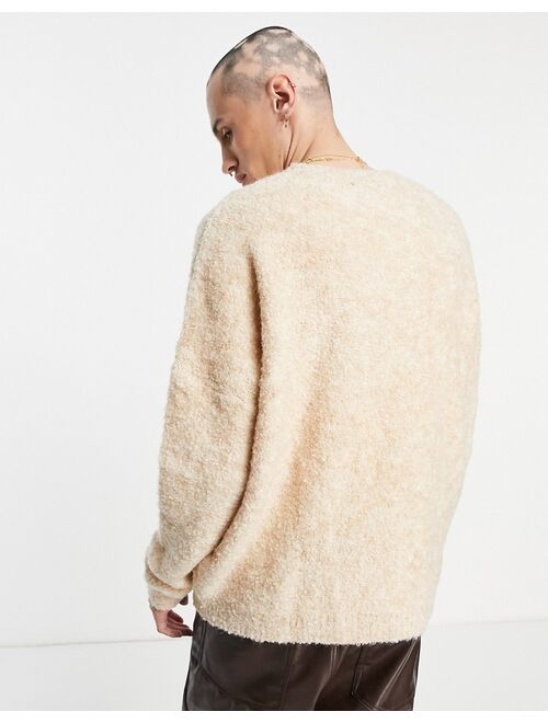 Asos Design knitted soft plush yarn sweater in oatmeal