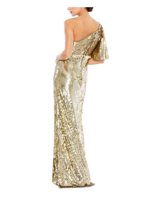 MAC DUGGAL Sequin One-Shoulder Gown