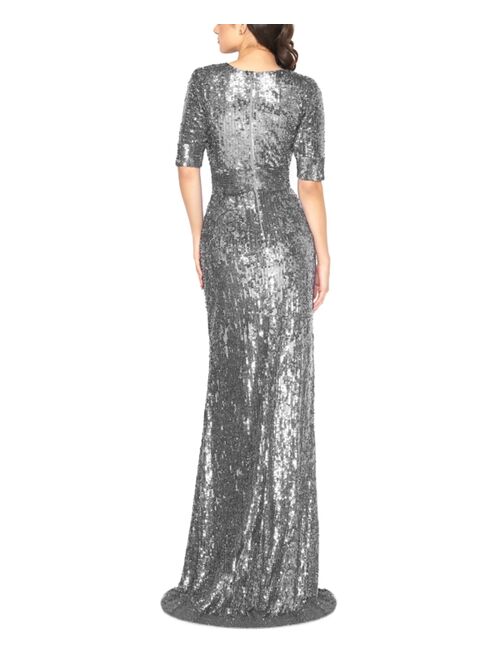 MAC DUGGAL Embellished Metallic Gown