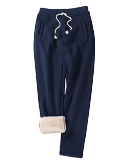 Gihuo Women's Winter Track Pants Sherpa Lined Sweatpants Athletic Joggers Pants