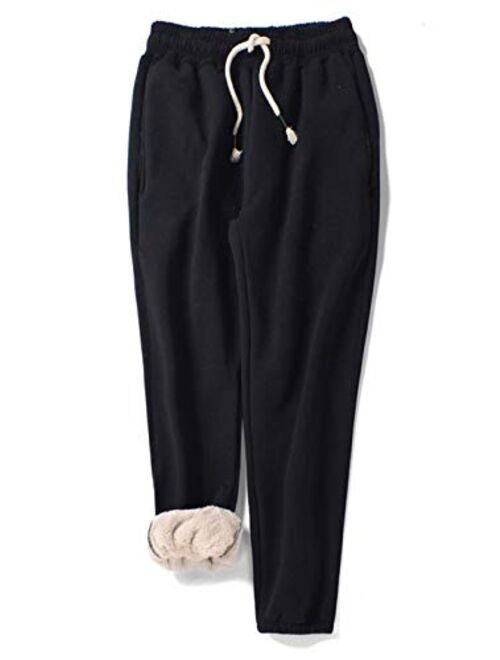 Gihuo Women's Winter Track Pants Sherpa Lined Sweatpants Athletic Joggers Pants