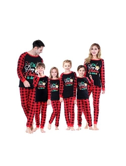 Christmas Family Pajamas Matching Sets, Classic Plaid Xmas Sleepwear for Family Mens Womens