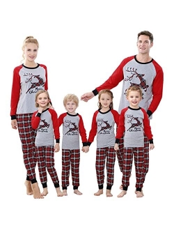 Christmas Family Pajamas Matching Sets, Classic Plaid Xmas Sleepwear for Family Mens Womens