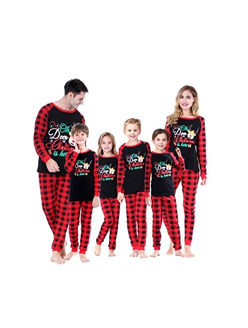 Christmas Family Pajamas Matching Sets, Classic Plaid Xmas Sleepwear for Family Mens Womens