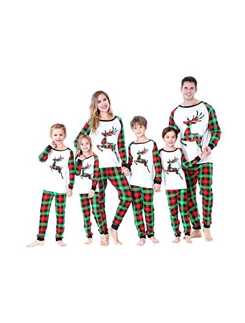 Christmas Family Pajamas Matching Sets, Classic Plaid Xmas Sleepwear for Family Mens Womens