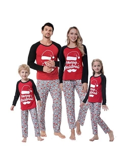 HONG HUI Matching Christmas Family Pajamas Set Holiday Santa Claus 2Pcs PJS Set