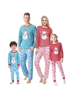 HONG HUI Matching Christmas Family Pajamas Set Holiday Santa Claus 2Pcs PJS Set