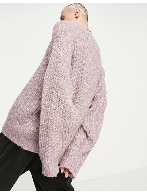 Asos Design oversized chunky knit sweater in pink