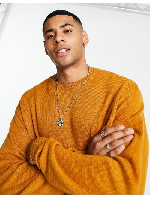 Asos Design oversized lambswool sweater in mustard