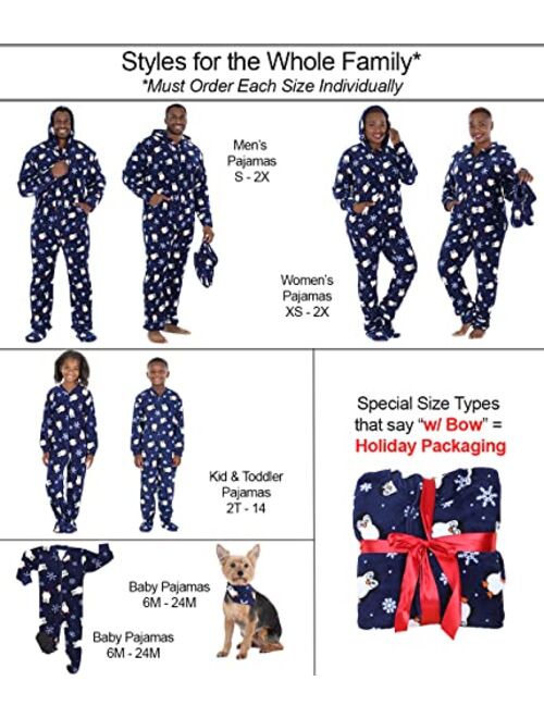 SleepytimePJs Family Matching Fleece Hooded Footed Onesie Pajamas