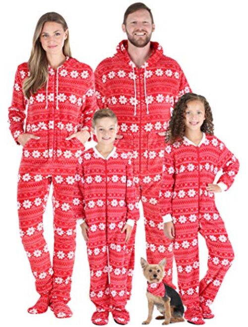 SleepytimePJs Family Matching Fleece Hooded Footed Onesie Pajamas