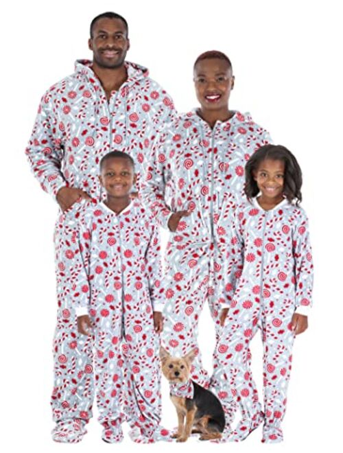 SleepytimePJs Family Matching Fleece Hooded Footed Onesie Pajamas