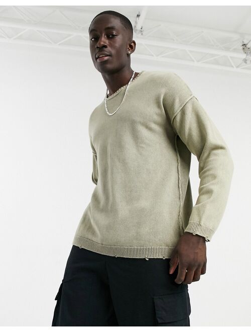 Bershka garment dyed sweater in camel