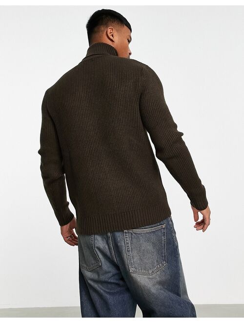 Bershka roll neck sweater in brown