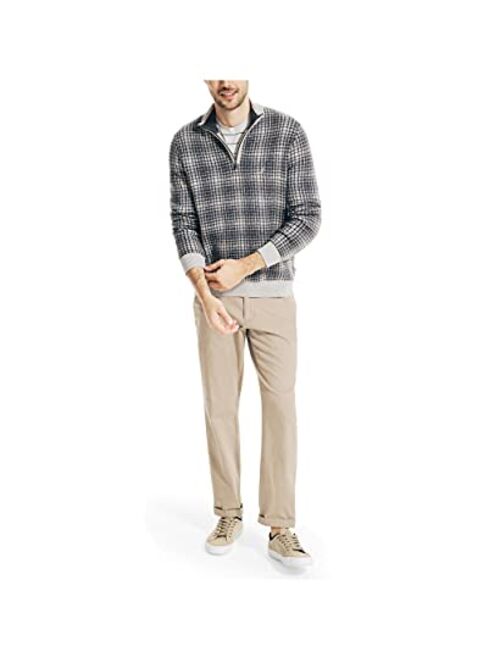 Nautica Men's Sustainably Crafted Plaid Quarter-Zip Sweater