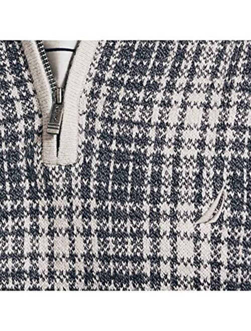 Nautica Men's Sustainably Crafted Plaid Quarter-Zip Sweater