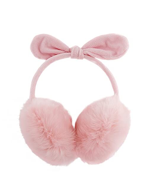 Women Winter Earmuffs Girl Ski Adjustable Ear Covers for Kid Cute Bow Ear Warmer Outdoor Earmuff Fleece Lining