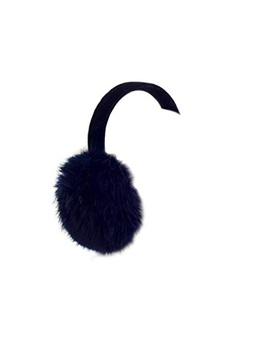 Surell Long Hair Rabbit Fur Earmuff with Velvet Band Winter Ear Warmer