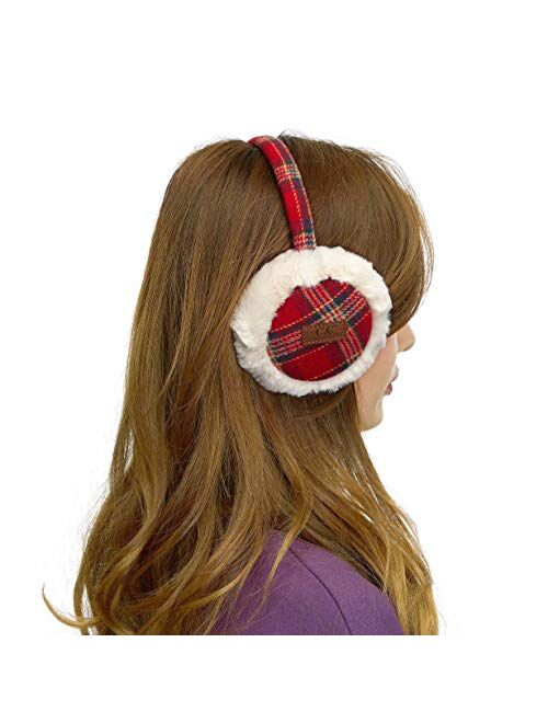 C.C Exclusives Tartan Check Earmuff with Faux Fur(EM-2339)(EM-3661)