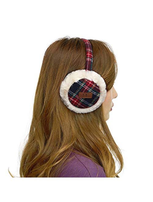 C.C Exclusives Tartan Check Earmuff with Faux Fur(EM-2339)(EM-3661)