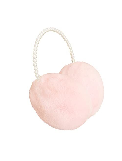 RONRONS Women Soft Plush Earmuffs Outdoor Warmers with Pearl Headband