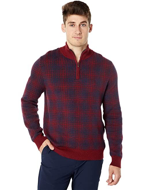 Nautica Sustainably Crafted Plaid 1/4 Zip Sweater