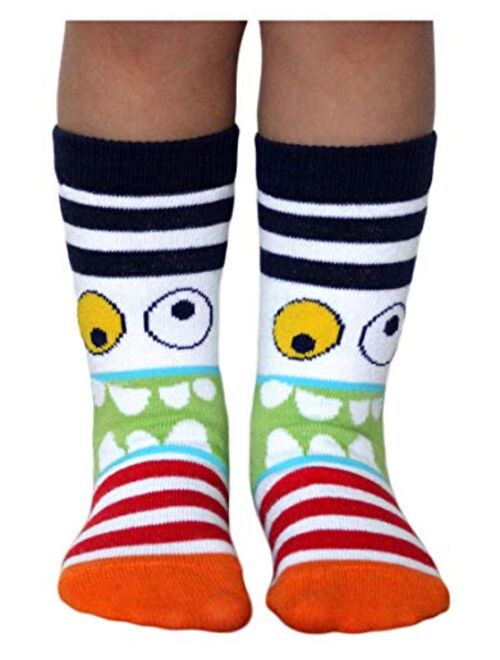 Jefferies Socks Boys' Monster Pattern Crew Socks 6 Pair Pack