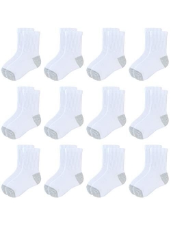 Jamegio Boys' Crew Socks 6/12 Pairs Cotton Athletic Socks for Toddlers Boys Girls