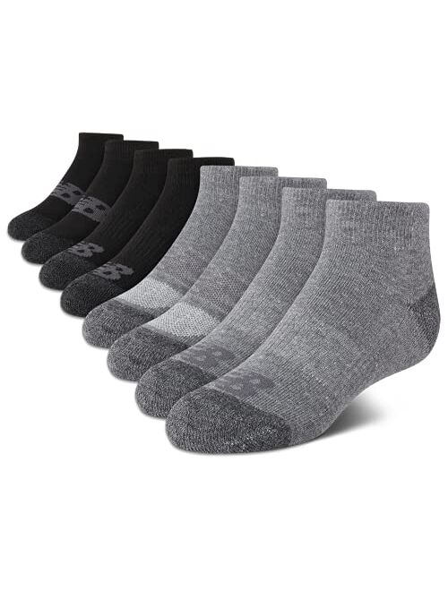 New Balance Boys’ Socks - Performance Cushioned Quarter Socks (8 Pack)