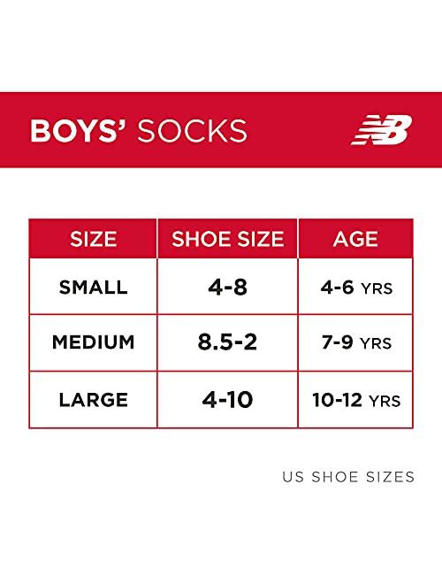 New Balance Boys' Performance No Sweat Low Cut Socks with Arch Support (8 Pack)