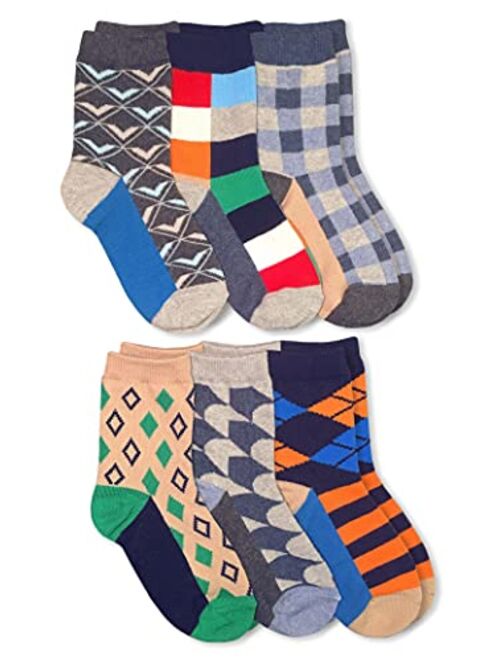 Jefferies Socks boys Fun Colorful Dress Crew Socks 6 Pair Pack