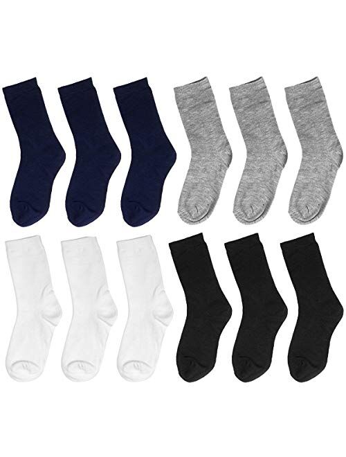 Falari 12-Pack Boy Toddler Kids Cotton Crew Socks