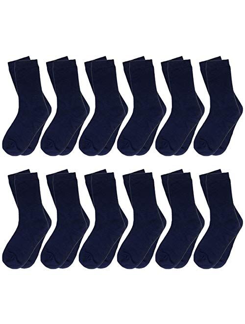 Falari 12-Pack Boy Toddler Kids Cotton Crew Socks