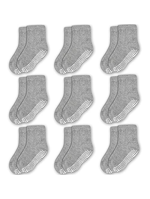 Evercute Toddler Girls Grip Socks 12 Pack Boys Non Slip Socks for Kids Anti Skid