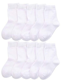 CHUNG Toddler Boys Girls 10/12 Pairs Athletic Cotton Basic Crew Socks Autumn School Uniform Casual Sports