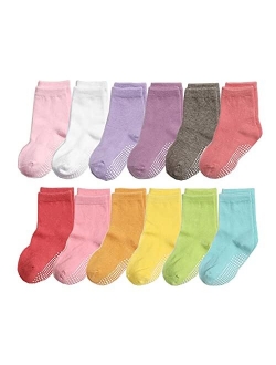 CHUNG Toddler Boys Girls 10/12 Pairs Athletic Cotton Basic Crew Socks Autumn School Uniform Casual Sports