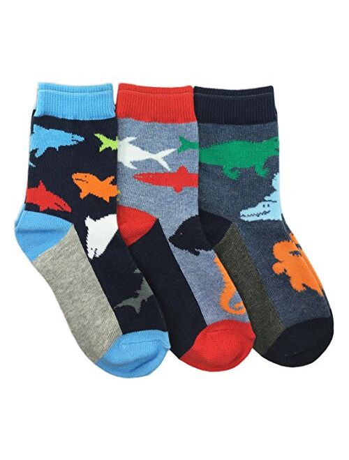 Jefferies Socks Boys Fun Animal Crew Socks 3 Pair Pack