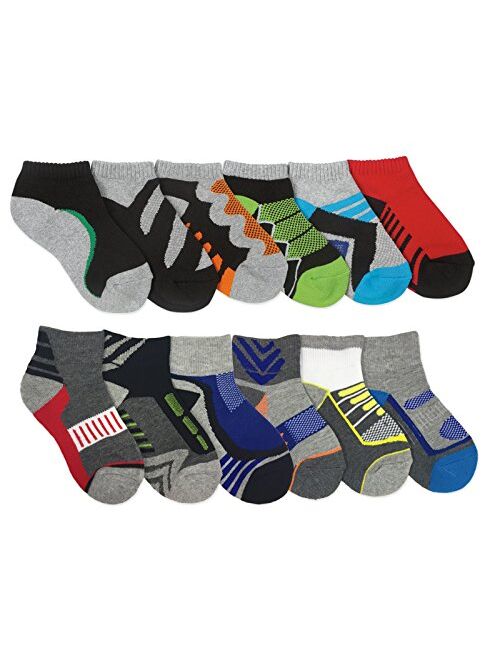 Jefferies Socks Boys Sport Tech Pattern Variety Sport Socks 12 Pair Pack