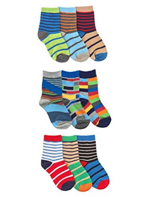 Jefferies Socks Boys Funky Stripes Variety Crew Socks 9 Pair Pack