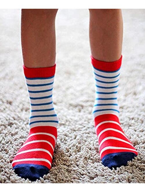 Jefferies Socks Boys Funky Stripes Variety Crew Socks 9 Pair Pack