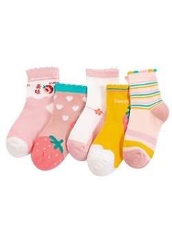 NATUST 5-Pack Boys Girl Cotton Dinosaur Pattern Crew Socks