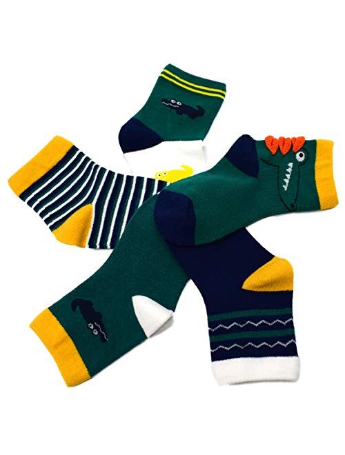 HONISEN Boys' 10-Pack Cotton Crew Sock Kids Fashion Athletic Socks