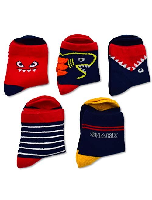 HONISEN Boys' 10-Pack Cotton Crew Sock Kids Fashion Athletic Socks