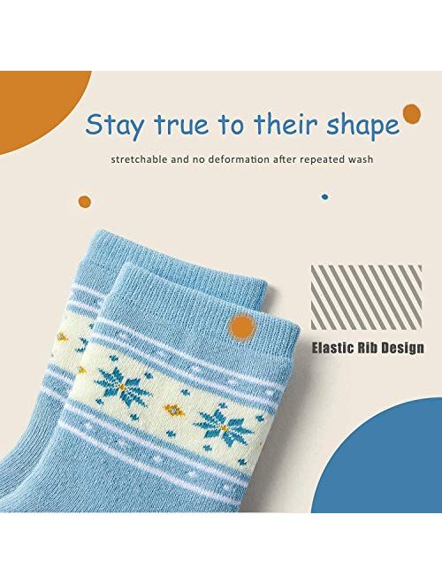 Mardonskey Kids Winter Socks Boys Warm Socks Thick Cotton Thermal Crew Socks for Boys 6 Pairs