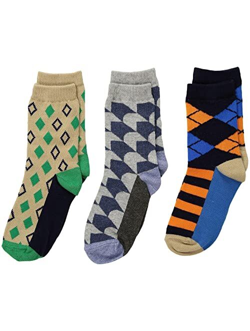 Jefferies Socks Funky Diamond Dress Socks 3-Pack (Toddler/Little Kid/Big Kid)